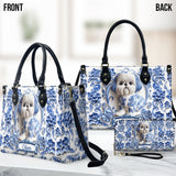 Cute Dog Shih Tzu - Personalized Dog Leather Handbag & Leather Long Wallet