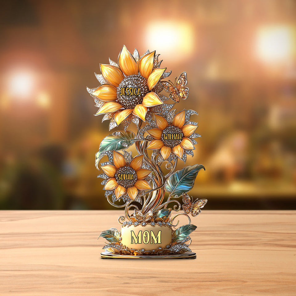 My Sunflower Garden Gift For Mom, Grandma - Personalized Mother Custom Shaped Acrylic Plaque