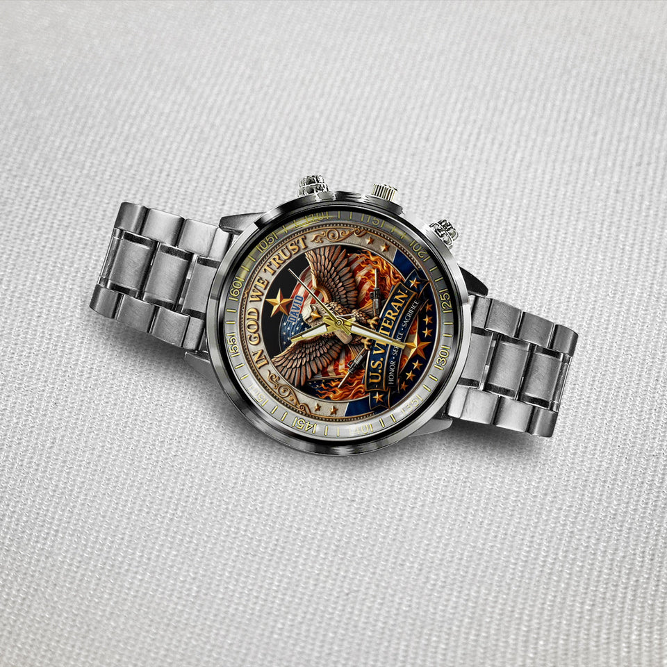 U.S. Veteran – In God We Trust | 250 Years of Freedom - Personalized Veteran Hand Watch