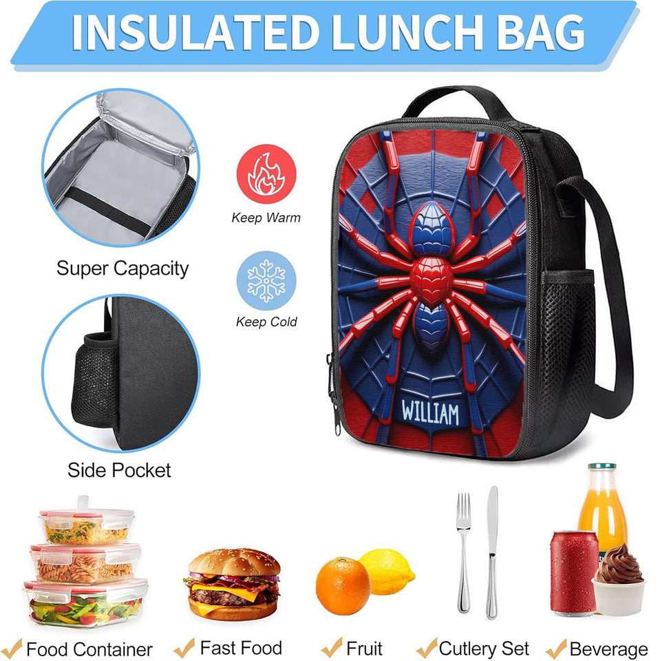 Spider - Personalized Kid Backpack Lunch Bag Pencil Case Set