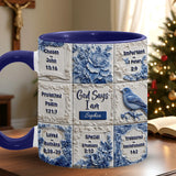 God Says I Am Toile De Jouy Pattern - Personalized Christian Accent Mug