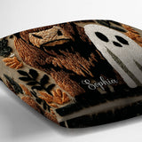 Spooky Highland Cow Ghost - Personalized Highland Cow Throw Pillow
