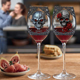 Hello Darkness - Couple Gift - Personalized Skull Wine Glass With Long Stem