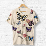 Love Butterfies - Personalized Butterfly Fully Printed V-Neck T-Shirt