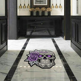Skull And Roses - Personalized Skull Shaped Doormat/ Rug