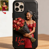 I Love You - Personalized Mother 3D Embossed Leather Phone Case
