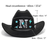 Western Style Initial Letter - Personalized Cowgirl Wide Brim Cowboy Hat
