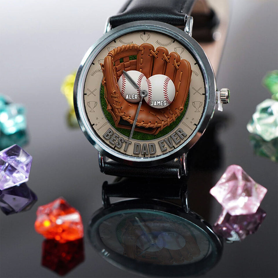 We Caught The Best Dad Baseball, Softball - Personalized Father Hand Watch