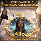 Horoscope Sign, Lucky Charm - Personalized Horoscope Shaped Metal Pendant Necklace