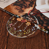 Colorful Garden Flowers - Personalized Sibling Round Shaped Glass Ornament
