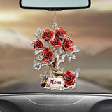 Flowers For Mom Grandma - Personalized Mother Transparent Car Ornament