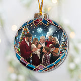 Ball With Snowy Cabin - Personalized Family Ornament