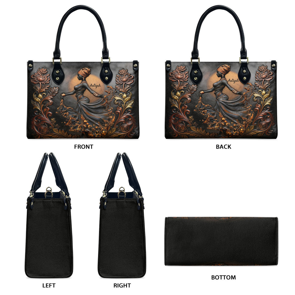 Beautiful Black Woman - Personalized African American Leather Handbag & Leather Long Wallet