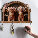 Welcome Home - Personalized Highland Cow Custom Shaped Key Rack