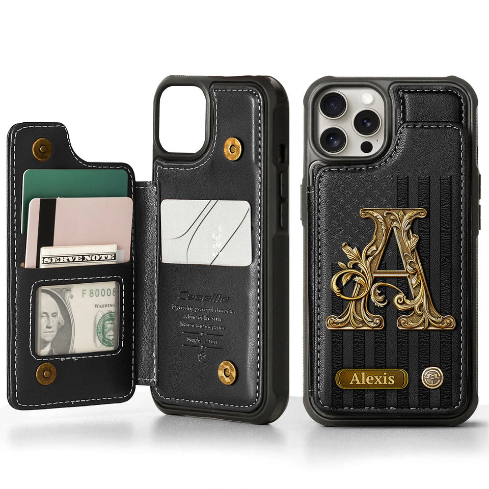 Initial Gift For Him, Gift For Man,... - Personalized Wallet Phone Case