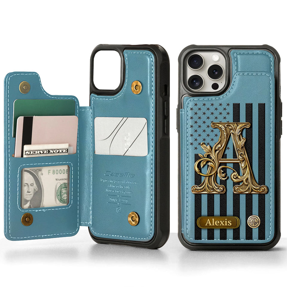 Initial Gift For Him, Gift For Man,... - Personalized Wallet Phone Case