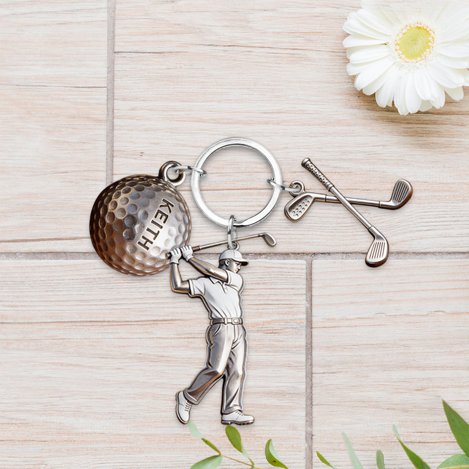 Love Golf - Personalized Golf Keychain With Charms