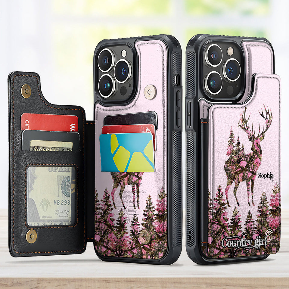 Country Girl - Personalized Hunting Fully Printed Wallet Phone Case