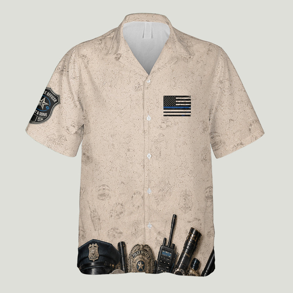 Blue Line - Personalized Police Officer Hawaiian Shirt