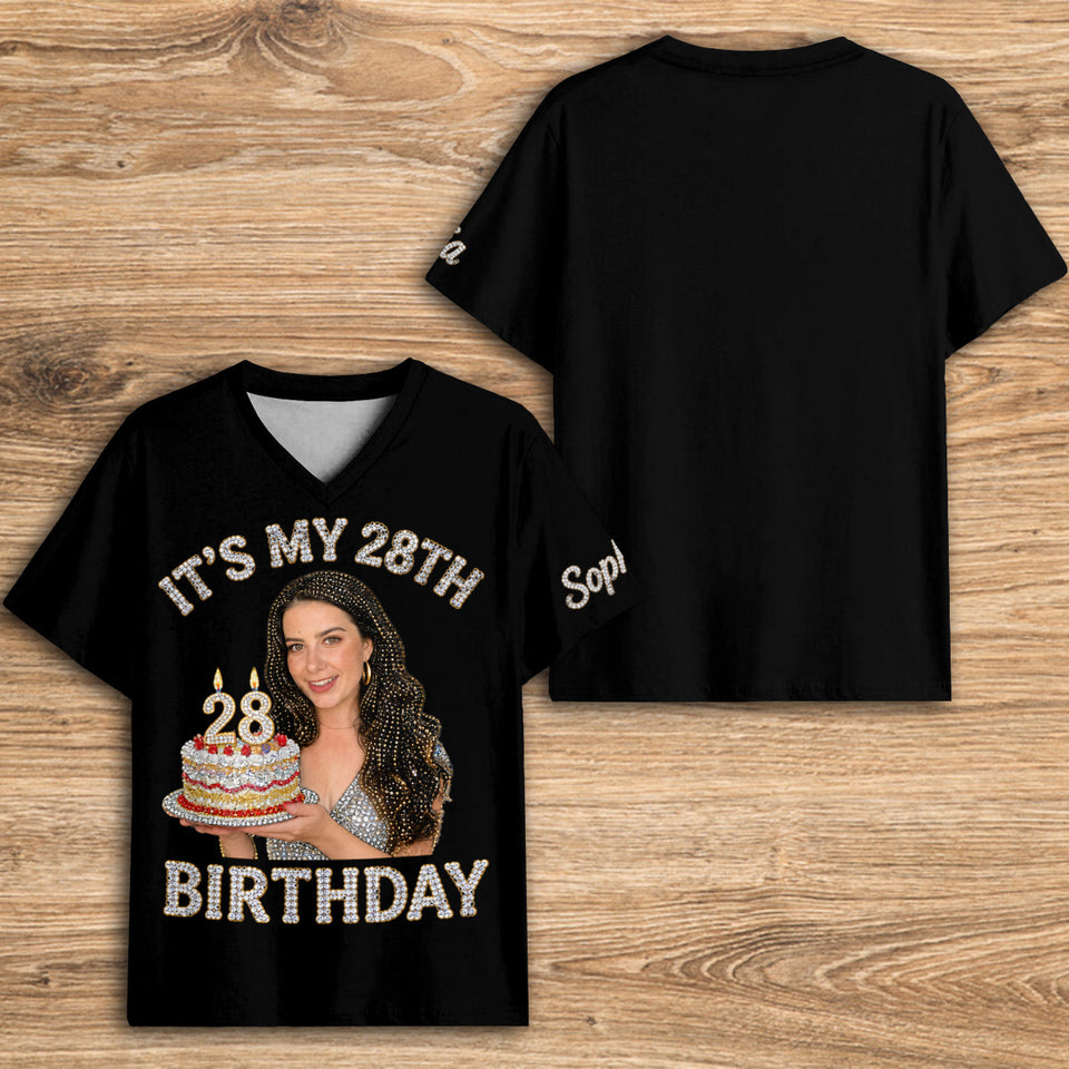 Birthday Party - Personalized Birthday Fully Printed V-Neck T-Shirt