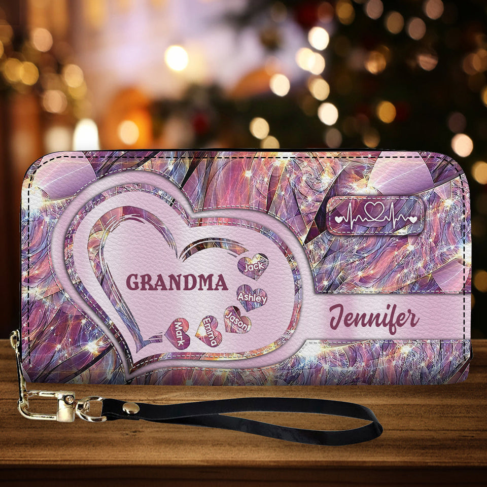 Best Grandma Ever - Personalized Grandma Leather Long Wallet