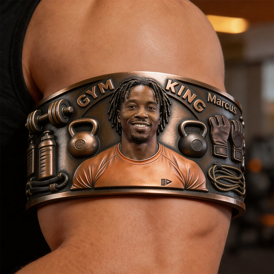 Gym King - Personalized Fitness Shaped Cuff Bracelet
