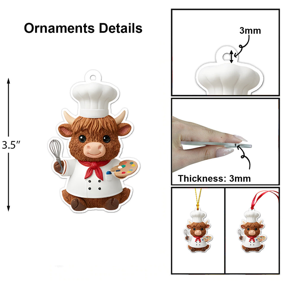 Highland Cow In Winter - Personalized Highland Cow Folded Advent Calendar With Ornaments