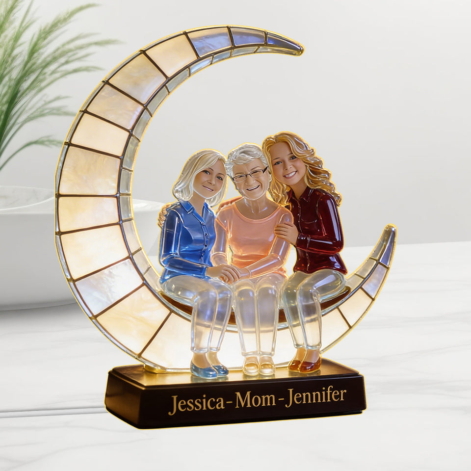 Crescent Moon Lamp - I Love You - Personalized Mother Acrylic LED Night Light