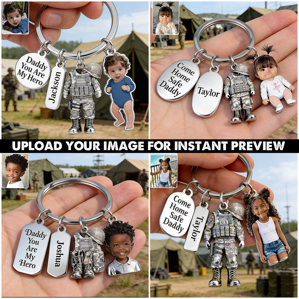 Come Home Safe Daddy - Personalized Veteran Premium Keychain With Charms