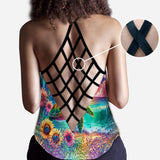 Sea Turtle Sunflower - Personalized Turtle Cross Tank Top and Leggings
