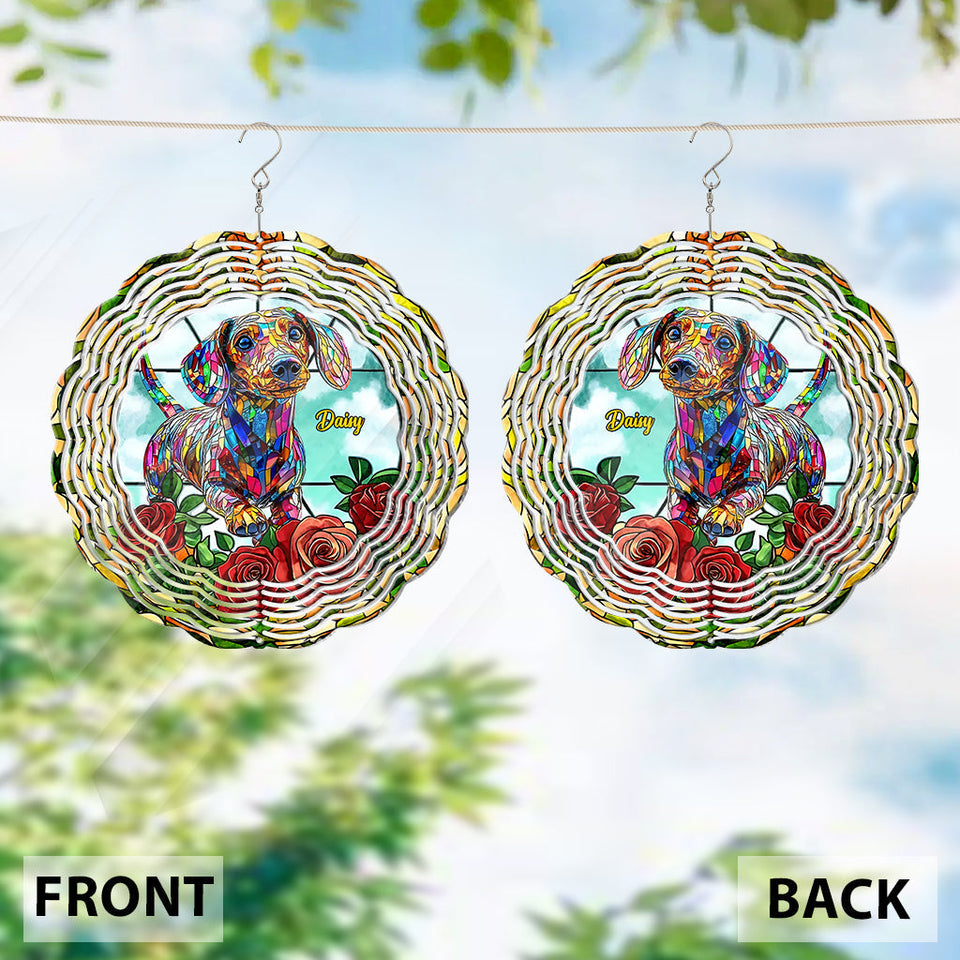 Love Dachshund - Personalized Dachshund Wind Spinner