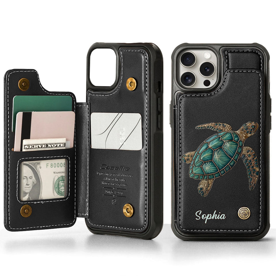Love Turtles - Personalized Turtle Wallet Phone Case