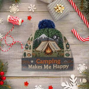 Camping Makes Me Happy - Personalized Camping Beanie Hat