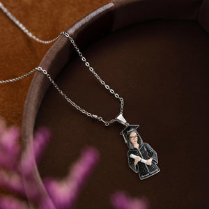 Grad 2026 - Personalized Graduation Shaped Metal Pendant Necklace