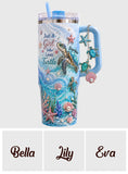 Love Turtle - Personalized Turtle Handle Tumbler With Charms