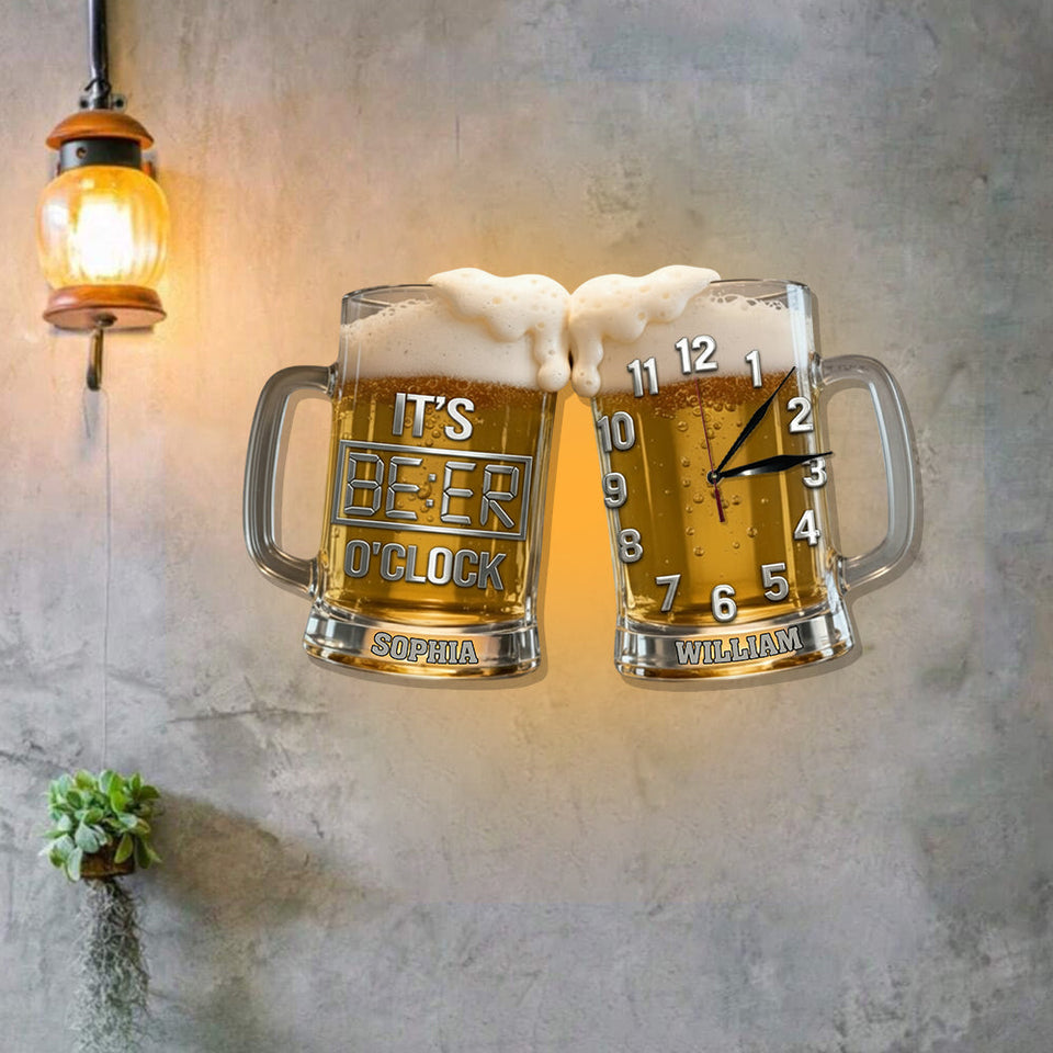 It's Beer O'clock - Personalized Beer LED Light Wall Clock