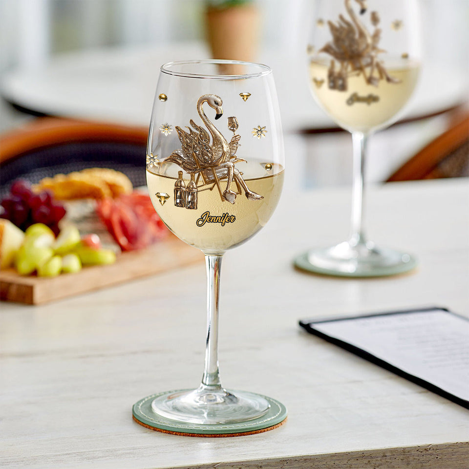 Elegant Flamingo - Personalized Flamingo Wine Glass With Long Stem