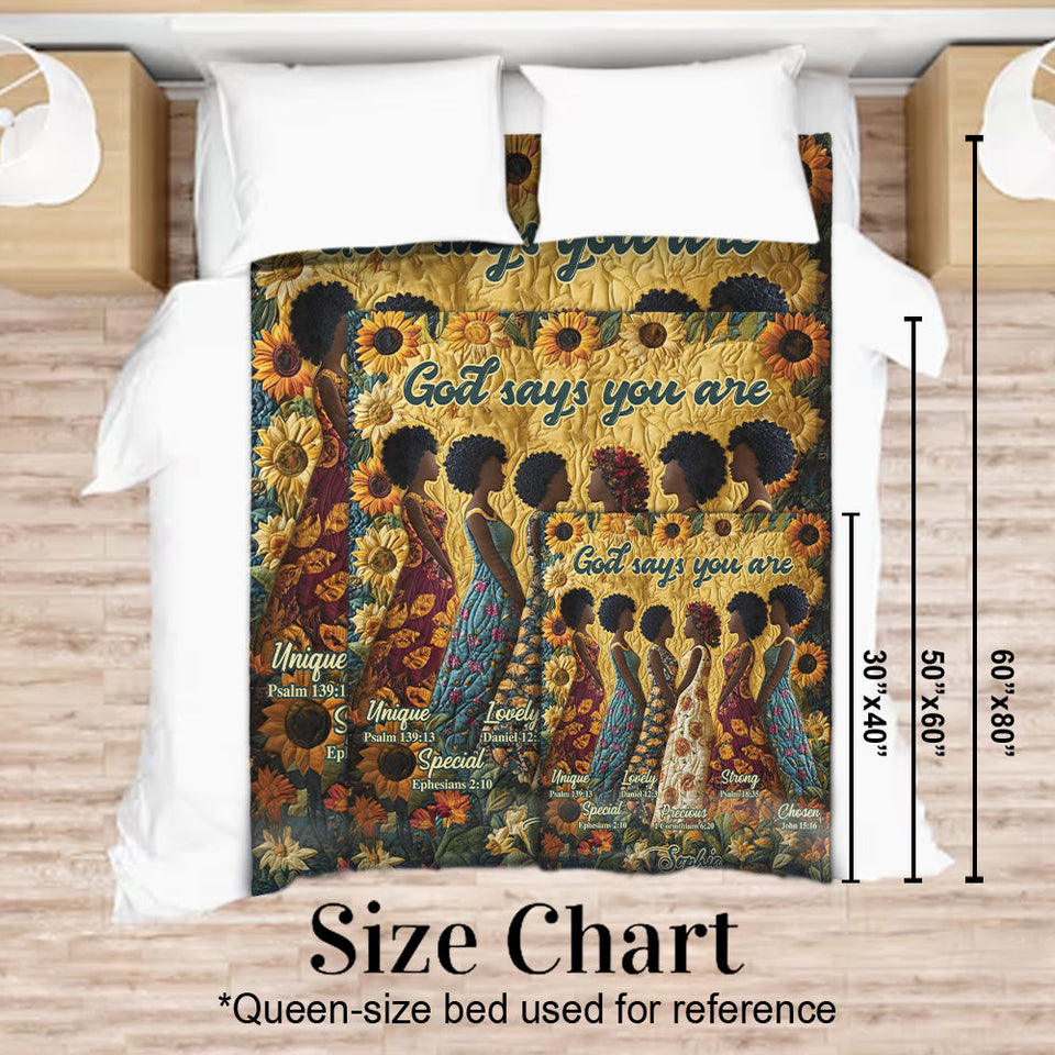 God Says You Are - Personalized African American Blanket