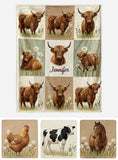 Farmer Life - Personalized Highland Cow Blanket