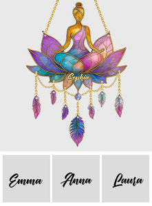 Meditation Time - Personalized Yoga Window Hanging Suncatcher With Charms