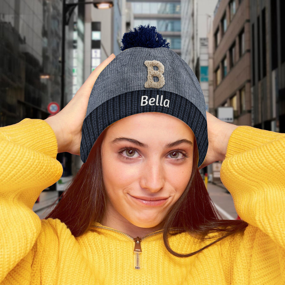 Initials Name Custom Alphabet - Personalized Family Beanie Hat