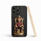 The King Dad - Personalized Father 3D Embossed Leather Phone Case