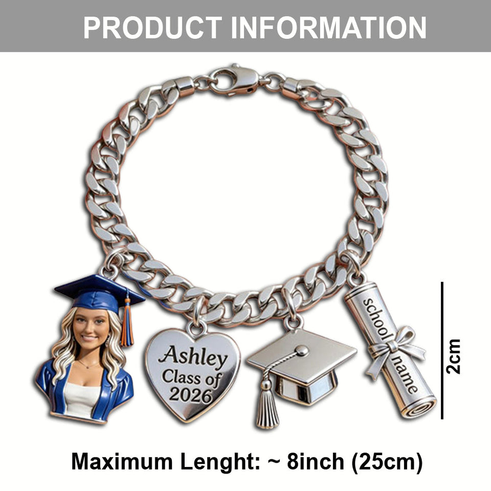 Class Of 2026 - Personalized Graduation Bracelet With Charms
