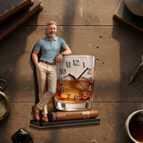 Custom Any Photo Whiskey & Cigar - Personalized Whisky Acrylic Wall Clock