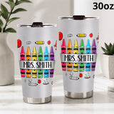 Pencil Crayon Teacher Tumbler - Personalized Teacher Tumbler