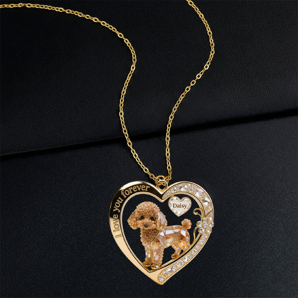 I Love You Forever Upload Photo & Preview Instantly - Personalized Dog Shaped Metal Pendant Necklace