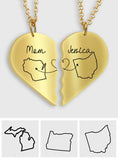Miles Apart But Close At Heart - Personalized Mother Matching Pendant Necklace