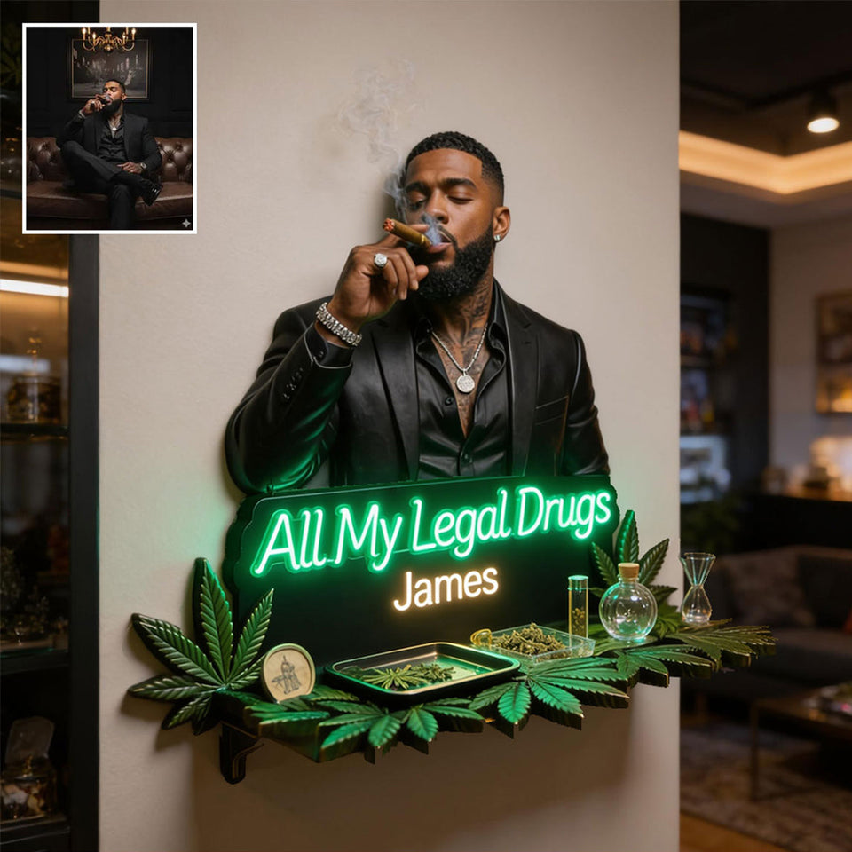 All My Illegal drugs - Personalized Weed Wooden Floating Shelf
