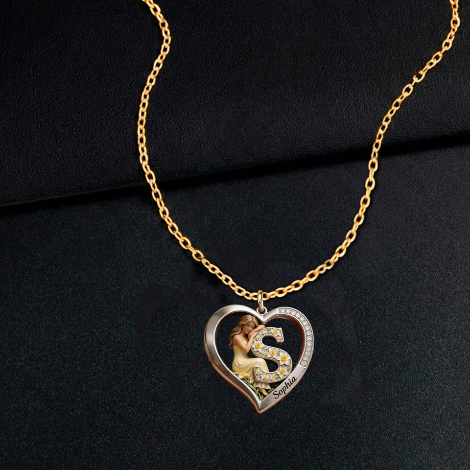 Love Yourself - Personalized Birth Month Flower Shaped Metal Pendant Necklace