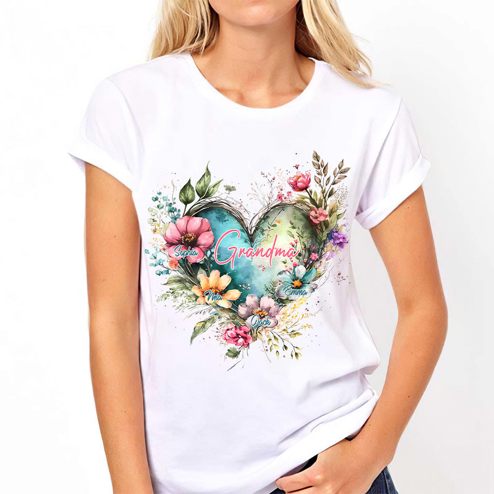 Grandma's Mom's Flowers - Personalized Grandma T-shirt And Hoodie